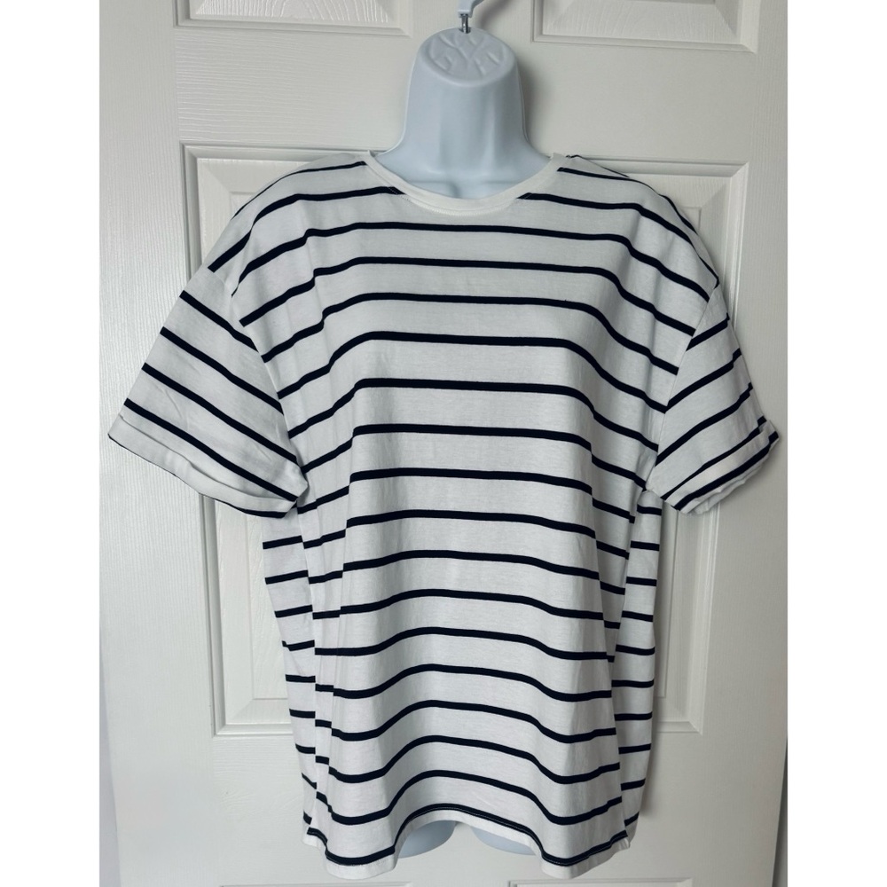 NWT Zara Black White Striped Cotton Women's T Shirt